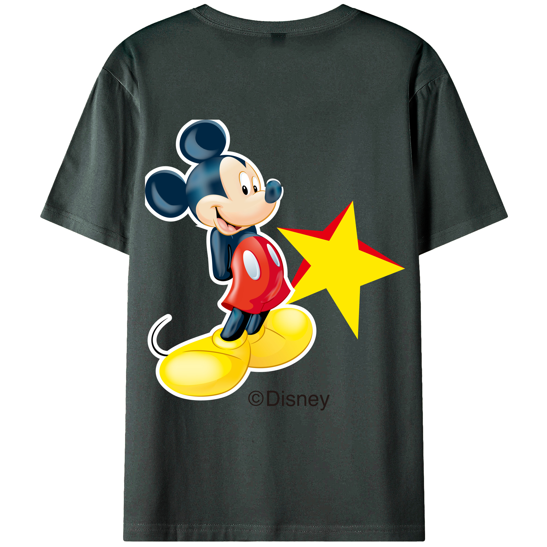 ミッキーマウス Mickey Mouse 綿100％ メンズ半袖Tシャツ（バックプリント） 通気性